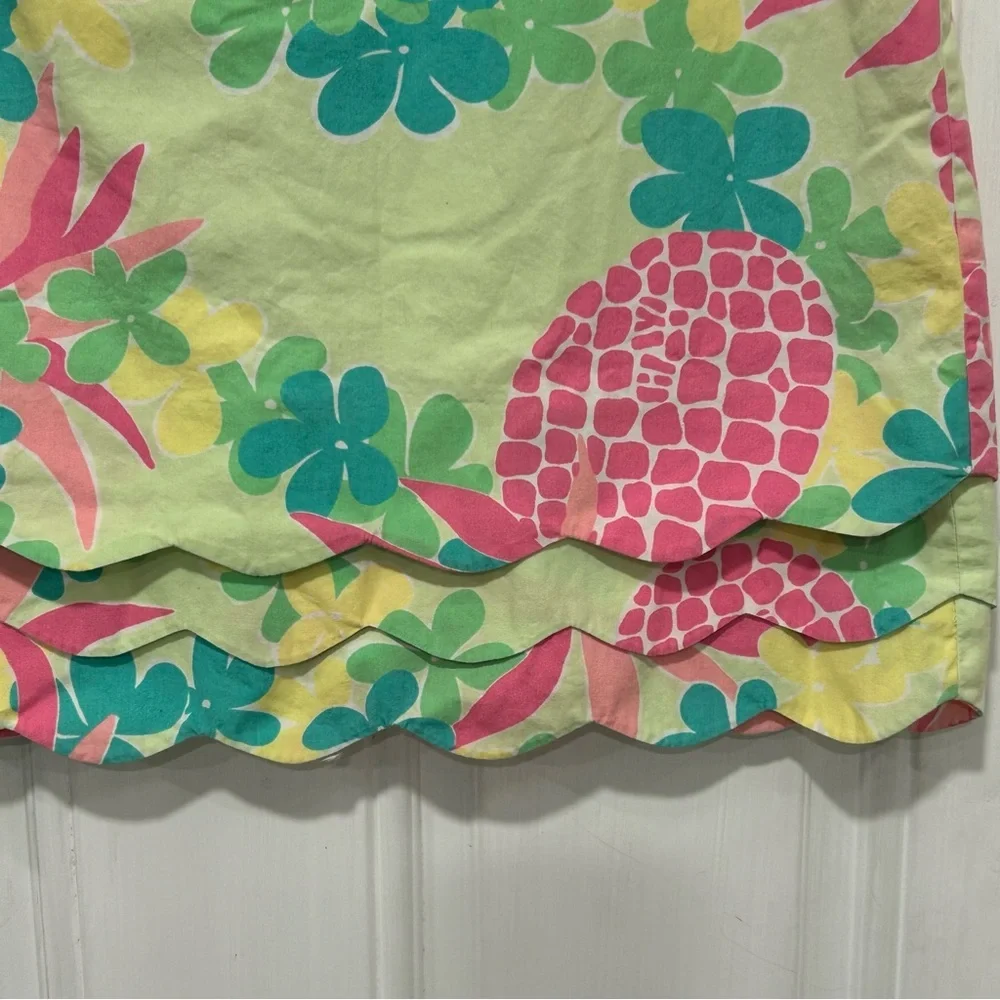 Vintage Lilly Pulitzer Pink Pineapple Print Cotton Scallop Hem Skirt, Size 8